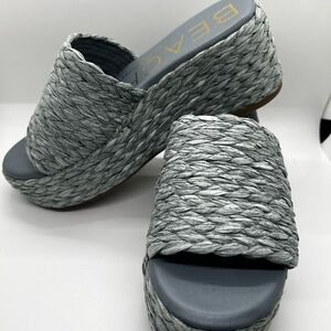 BRAND NEW BEACH by Matisse light blue Braided Platform Slide Sandals